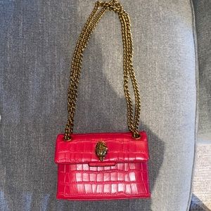 Kurt Geiger London Mini Kensington Croc Leather Shoulder Bag, Bright Red